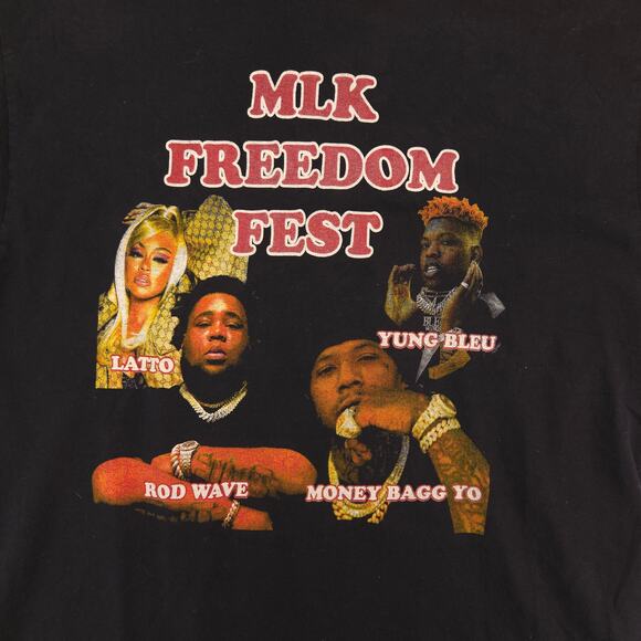 MLK Freedom Fest Rap Short Sleeve Crew Neck Shirt Mens Size L Black - Picture 4 of 8